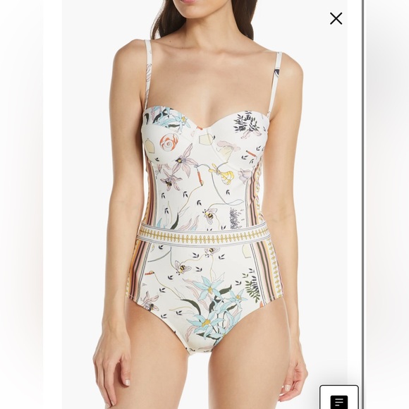 Tory Burch NWOT Floral Print One-Piece Swimsuit Medium *RARE - Picture 1 of 5